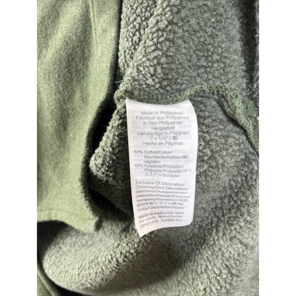 J Crew Small Green Button Collar Fleece Pullover Sweatshirt - Picture 4 of 10